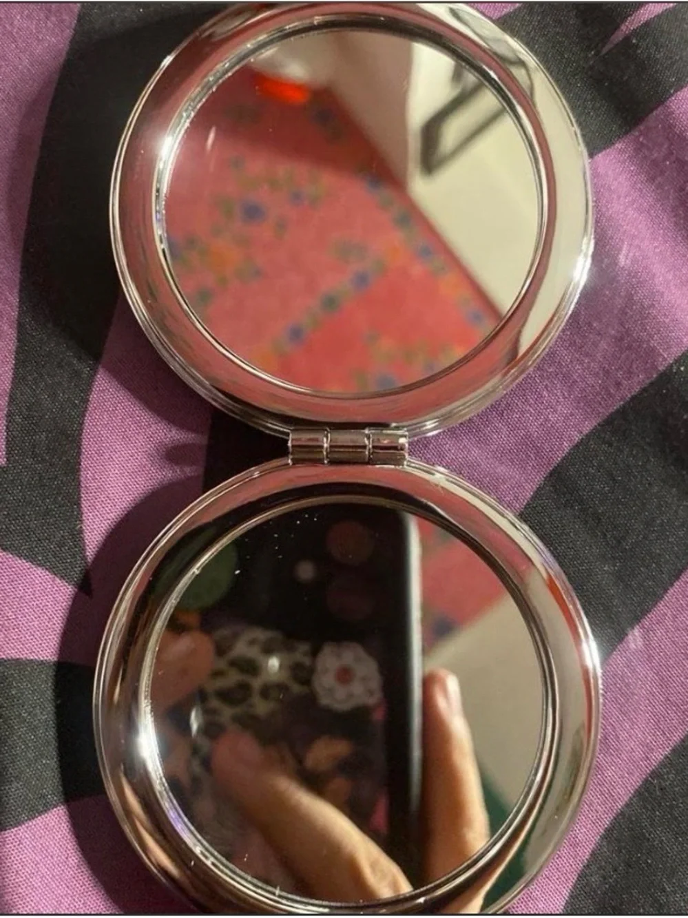 Hello Kitty Pink & Yellow Glitter Pocket Mirror